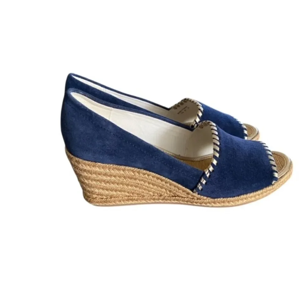 Jack Rogers Navy Palmer Suede Wedge 7